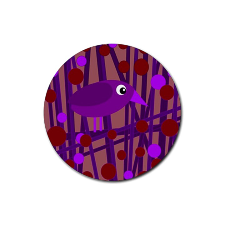 Sweet purple bird Rubber Round Coaster (4 pack) 