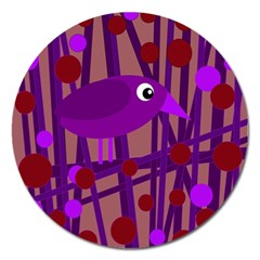 Sweet Purple Bird Magnet 5  (round) by Valentinaart