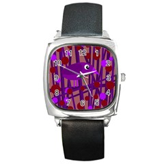 Sweet Purple Bird Square Metal Watch by Valentinaart