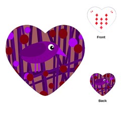 Sweet Purple Bird Playing Cards (heart)  by Valentinaart