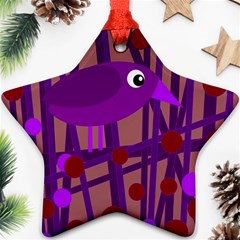 Sweet Purple Bird Star Ornament (two Sides)  by Valentinaart