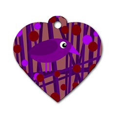 Sweet Purple Bird Dog Tag Heart (one Side) by Valentinaart