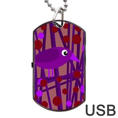 Sweet Purple Bird Dog Tag Usb Flash (one Side) by Valentinaart