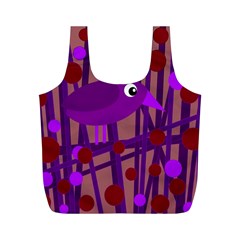 Sweet Purple Bird Full Print Recycle Bags (m)  by Valentinaart