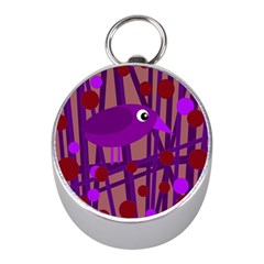 Sweet Purple Bird Mini Silver Compasses by Valentinaart