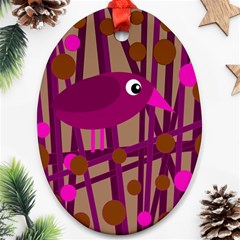 Cute Magenta Bird Ornament (oval)  by Valentinaart