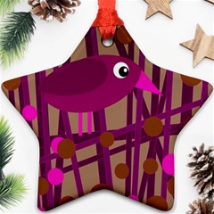 Cute Magenta Bird Ornament (star)  by Valentinaart