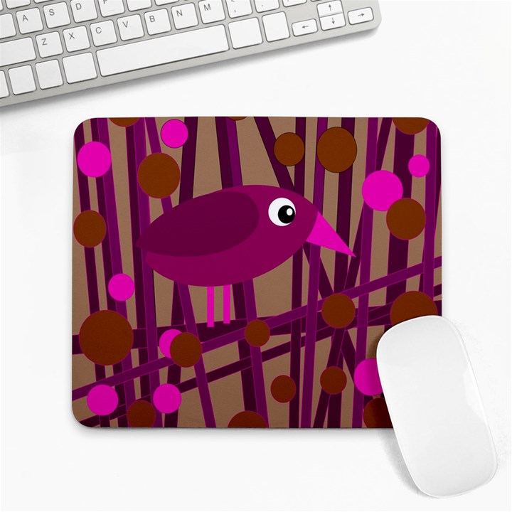 Cute magenta bird Large Mousepads