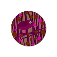 Cute Magenta Bird Rubber Coaster (round)  by Valentinaart