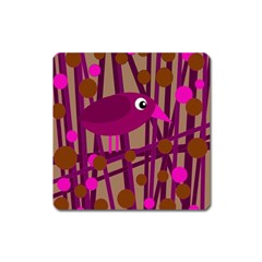 Cute Magenta Bird Square Magnet by Valentinaart