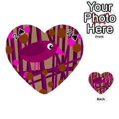 Cute Magenta Bird Playing Cards 54 (heart)  by Valentinaart