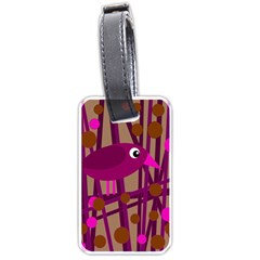 Cute Magenta Bird Luggage Tags (one Side)  by Valentinaart