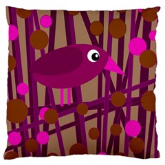 Cute Magenta Bird Large Cushion Case (one Side) by Valentinaart