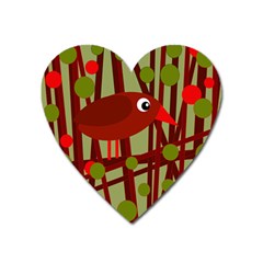 Red cute bird Heart Magnet