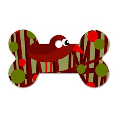 Red cute bird Dog Tag Bone (Two Sides)