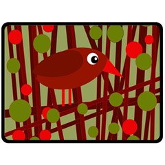 Red cute bird Fleece Blanket (Large) 