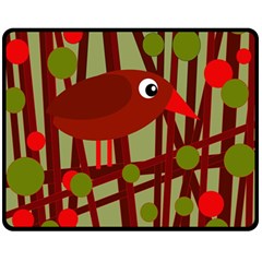 Red cute bird Fleece Blanket (Medium) 