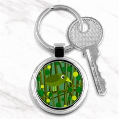 Cute Green Bird Key Chains (round)  by Valentinaart