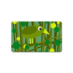 Cute Green Bird Magnet (name Card) by Valentinaart