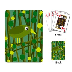 Cute Green Bird Playing Card by Valentinaart