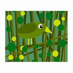 Cute Green Bird Small Glasses Cloth (2-side) by Valentinaart