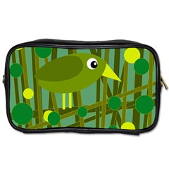 Cute Green Bird Toiletries Bags by Valentinaart