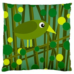 Cute Green Bird Large Cushion Case (two Sides) by Valentinaart