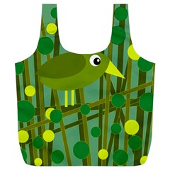 Cute Green Bird Full Print Recycle Bags (l)  by Valentinaart