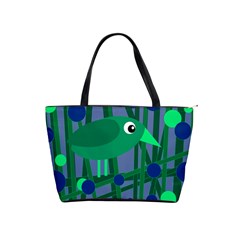 Green And Blue Bird Shoulder Handbags by Valentinaart