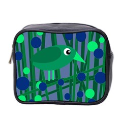 Green And Blue Bird Mini Toiletries Bag 2-side by Valentinaart