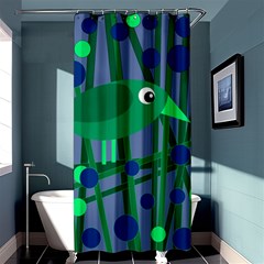 Green And Blue Bird Shower Curtain 36  X 72  (stall)  by Valentinaart