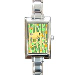 Yellow little bird Rectangle Italian Charm Watch Front