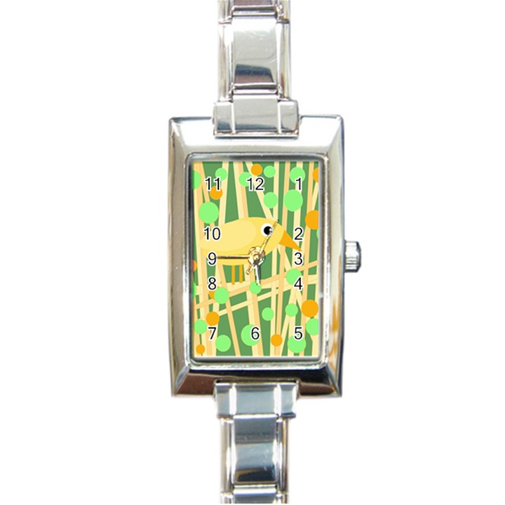 Yellow little bird Rectangle Italian Charm Watch