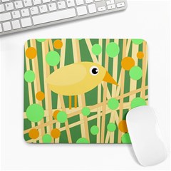 Yellow Little Bird Large Mousepads by Valentinaart