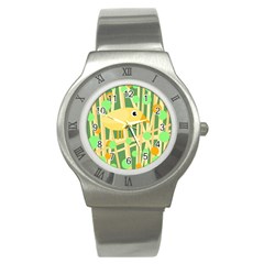 Yellow Little Bird Stainless Steel Watch by Valentinaart