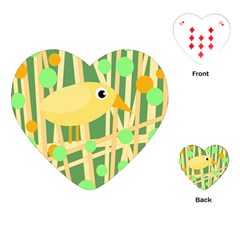 Yellow Little Bird Playing Cards (heart)  by Valentinaart