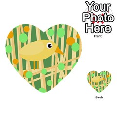 Yellow Little Bird Multi-purpose Cards (heart)  by Valentinaart