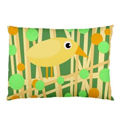 Yellow Little Bird Pillow Case by Valentinaart