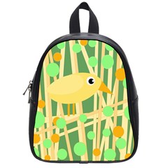 Yellow Little Bird School Bags (small)  by Valentinaart