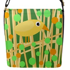 Yellow Little Bird Flap Messenger Bag (s) by Valentinaart