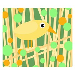 Yellow Little Bird Double Sided Flano Blanket (small)  by Valentinaart