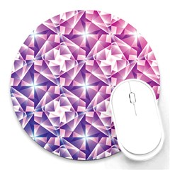 Purple Shatter Geometric Pattern Round Mousepads by TanyaDraws