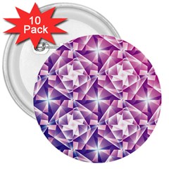 Purple Shatter Geometric Pattern 3  Buttons (10 Pack)  by TanyaDraws