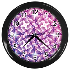 Purple Shatter Geometric Pattern Wall Clocks (black) by TanyaDraws