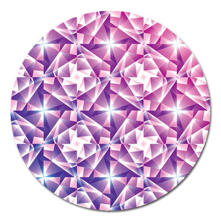 Purple Shatter Geometric Pattern Magnet 5  (Round)