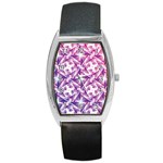 Purple Shatter Geometric Pattern Barrel Style Metal Watch Front