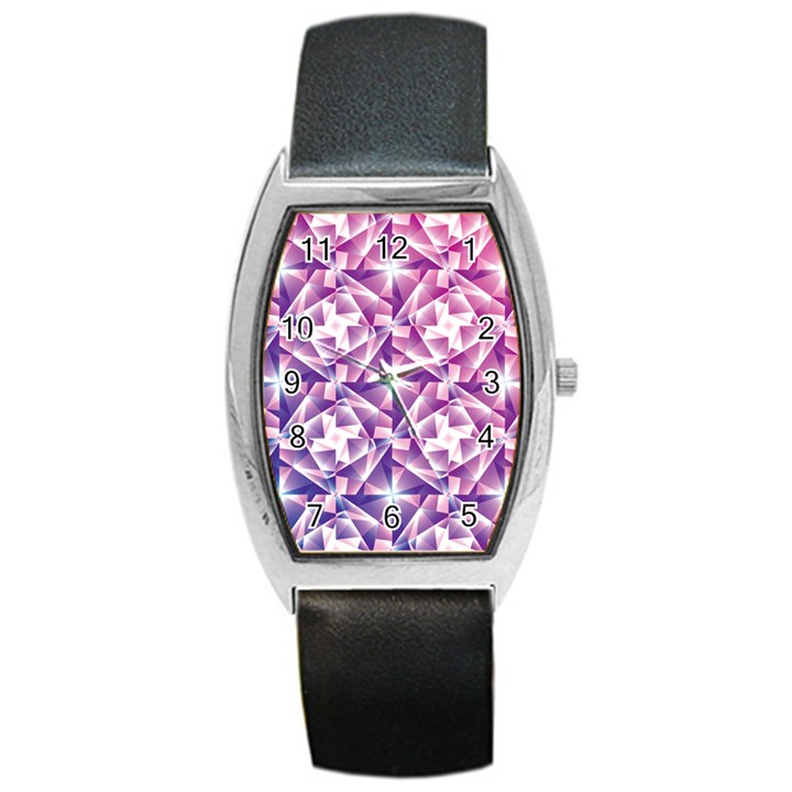 Purple Shatter Geometric Pattern Barrel Style Metal Watch