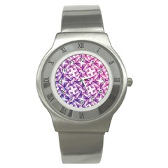 Purple Shatter Geometric Pattern Stainless Steel Watch by TanyaDraws