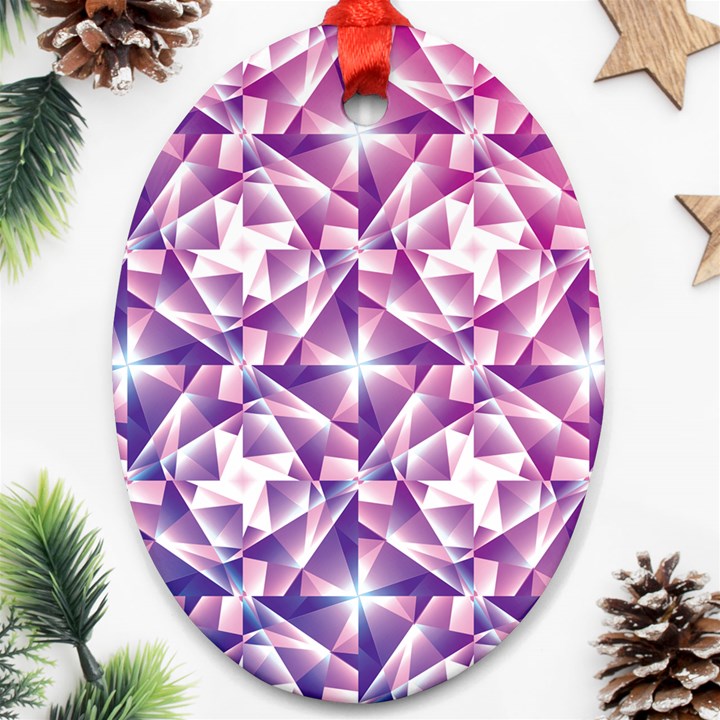 Purple Shatter Geometric Pattern Oval Ornament (Two Sides)