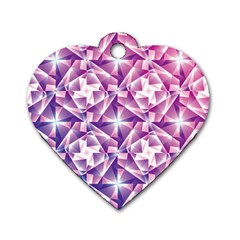 Purple Shatter Geometric Pattern Dog Tag Heart (two Sides) by TanyaDraws